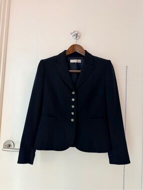Wrinkle Resistant Tahari Petite Classic Dark Navy Women's Tailored Tech Blazer